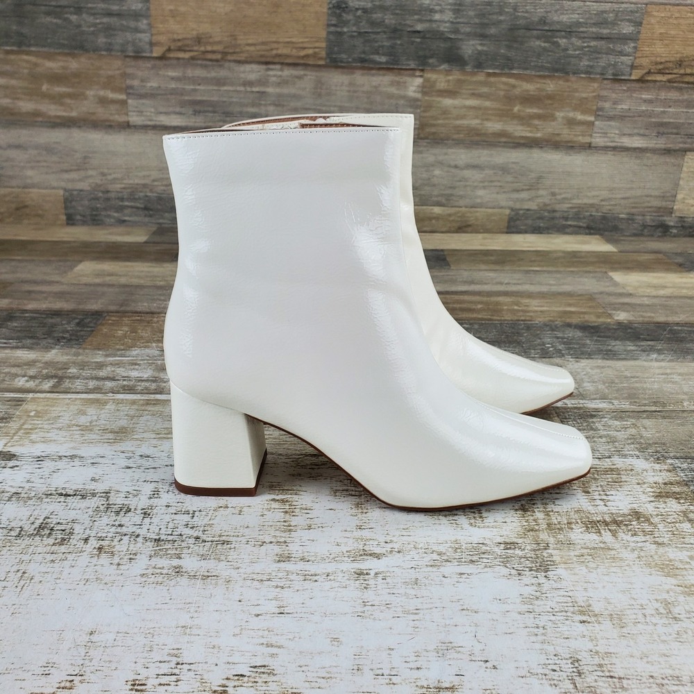 Journee Collection Haylinn Womens Ankle Boots Sz 6.5 White Square Toe Block Heel